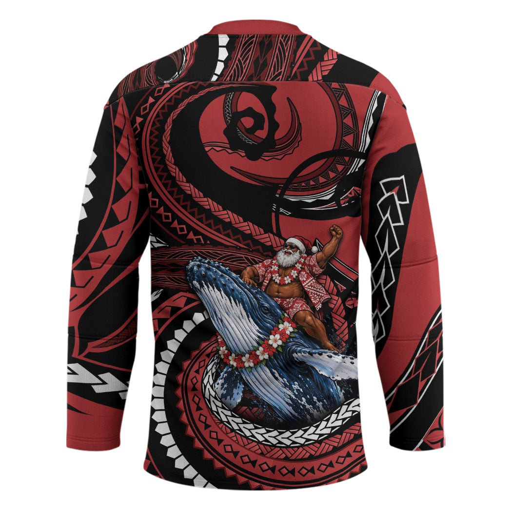 Tonga Christmas Hockey Jersey Santa Riding Humpback Whale DT05 - Polynesian Pride