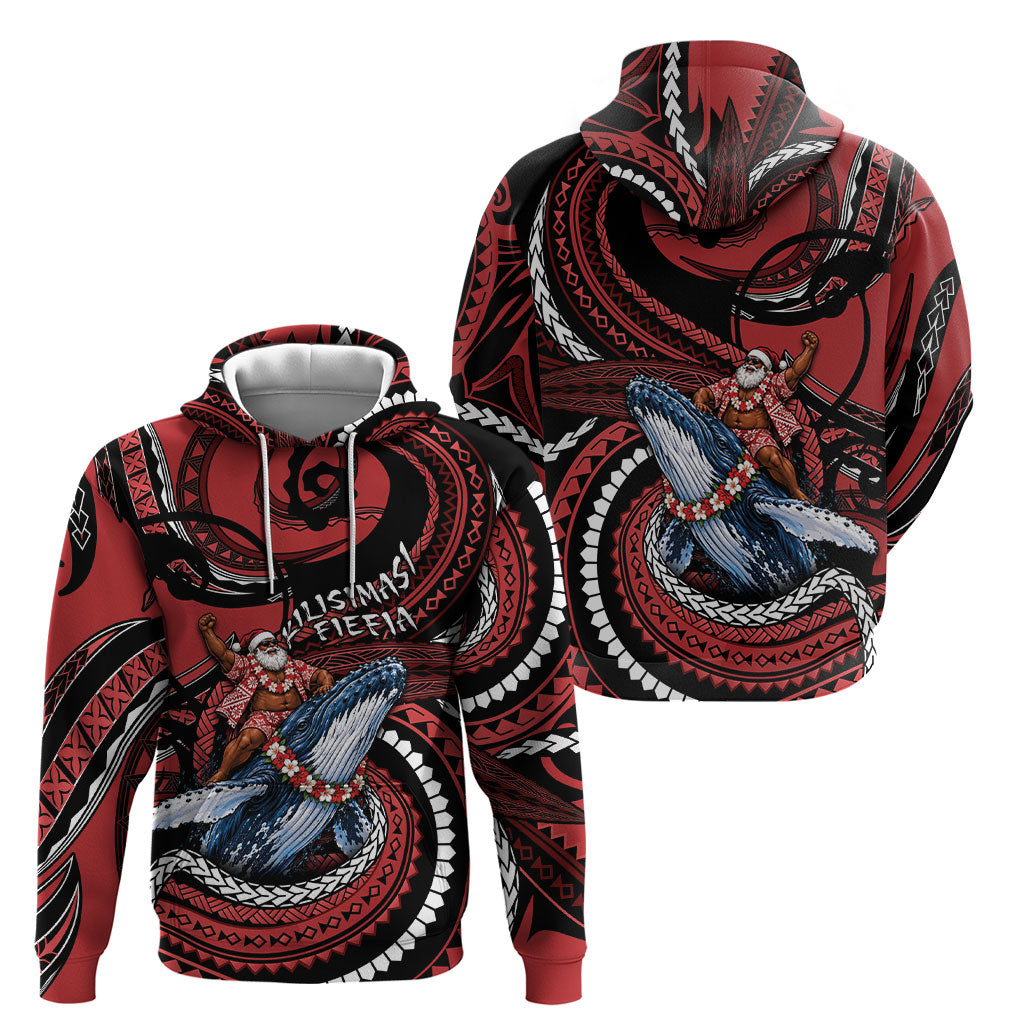 Tonga Christmas Hoodie Santa Riding Humpback Whale DT05 - Polynesian Pride