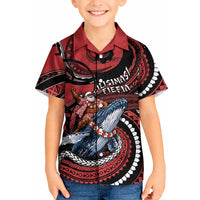 Tonga Christmas Kid Hawaiian Shirt Santa Riding Humpback Whale DT05 Kid Red - Polynesian Pride