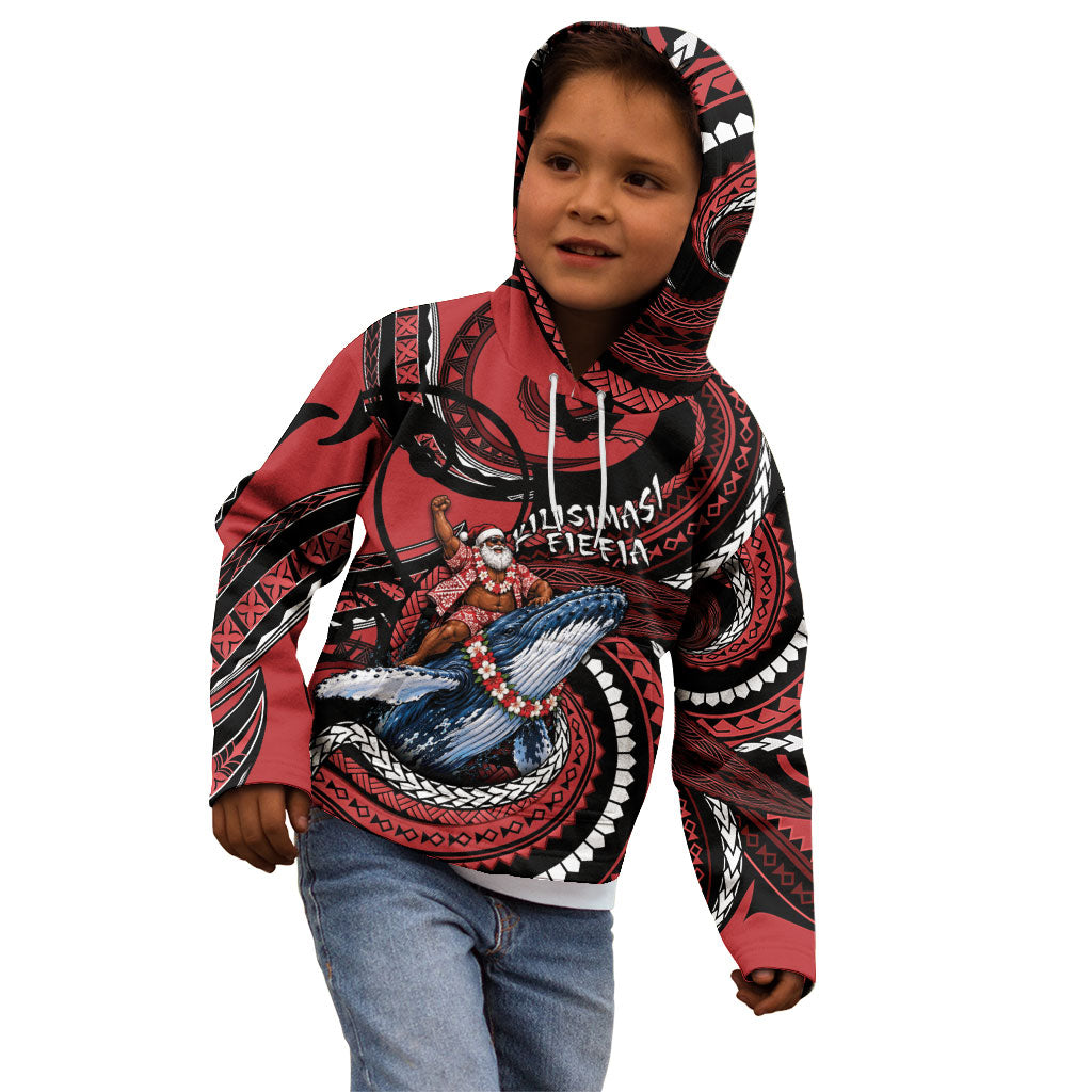 Tonga Christmas Kid Hoodie Santa Riding Humpback Whale DT05 - Polynesian Pride