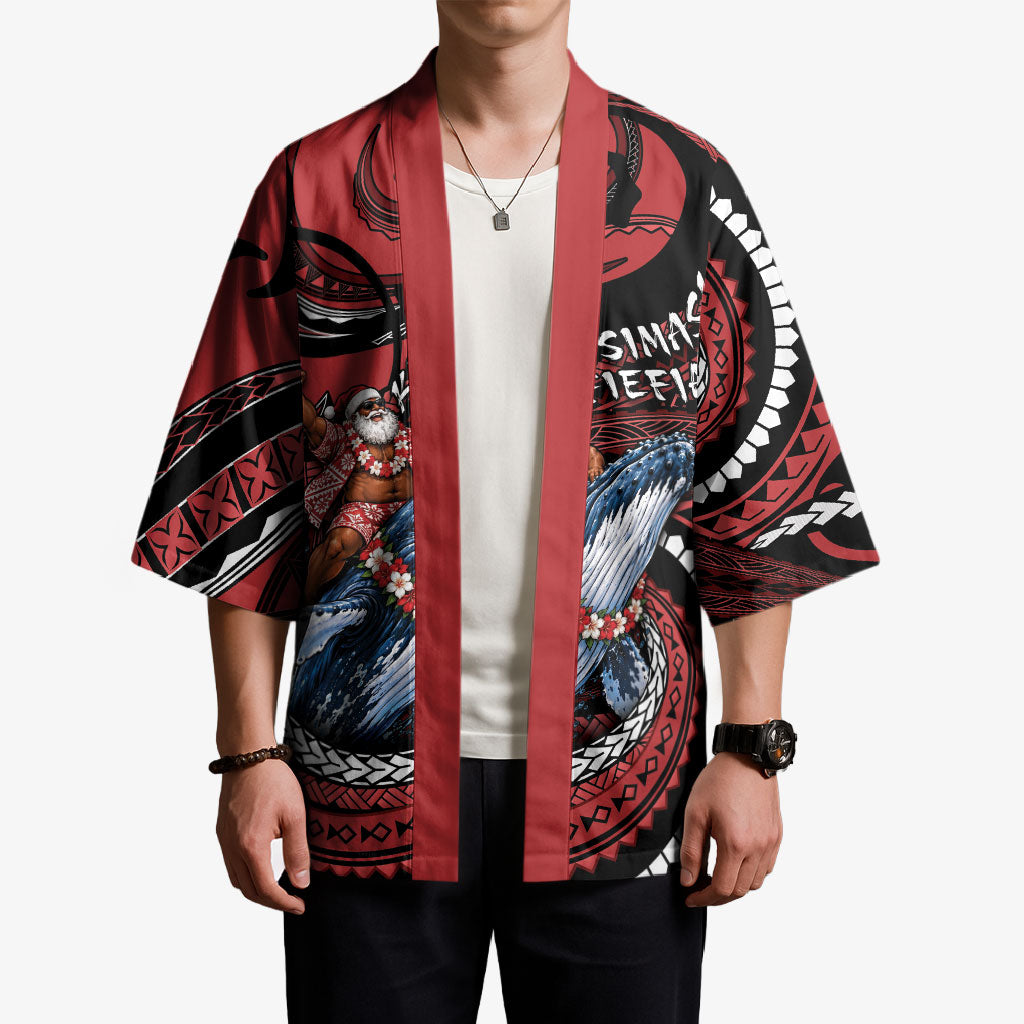 Tonga Christmas Kimono Santa Riding Humpback Whale DT05 - Polynesian Pride