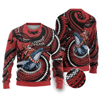 Tonga Christmas Ugly Christmas Sweater Santa Riding Humpback Whale DT05 Red - Polynesian Pride