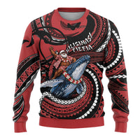 Tonga Christmas Ugly Christmas Sweater Santa Riding Humpback Whale DT05 - Polynesian Pride