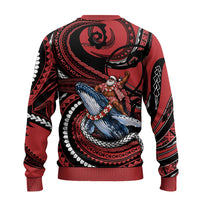 Tonga Christmas Ugly Christmas Sweater Santa Riding Humpback Whale DT05 - Polynesian Pride