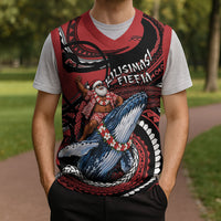 Tonga Christmas Knitted V-Neck Vest Santa Riding Humpback Whale DT05 - Polynesian Pride