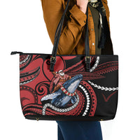 Tonga Christmas Leather Tote Bag Santa Riding Humpback Whale DT05 - Polynesian Pride