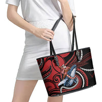 Tonga Christmas Leather Tote Bag Santa Riding Humpback Whale DT05 - Polynesian Pride
