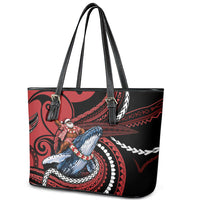 Tonga Christmas Leather Tote Bag Santa Riding Humpback Whale DT05 - Polynesian Pride