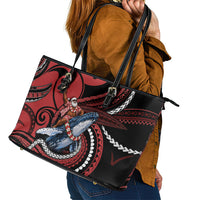 Tonga Christmas Leather Tote Bag Santa Riding Humpback Whale DT05 - Polynesian Pride