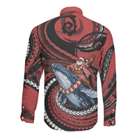 Tonga Christmas Long Sleeve Button Shirt Santa Riding Humpback Whale DT05 - Polynesian Pride