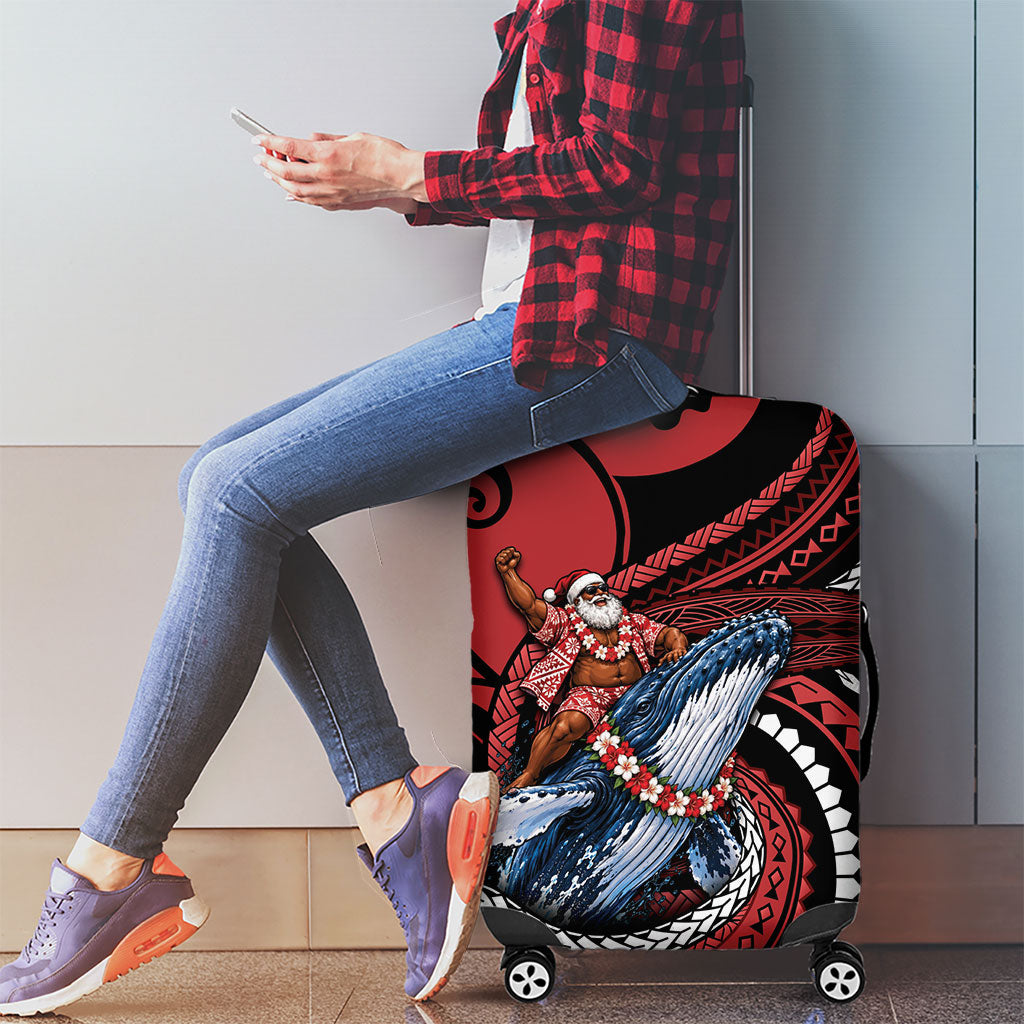 Tonga Christmas Luggage Cover Santa Riding Humpback Whale DT05 - Polynesian Pride