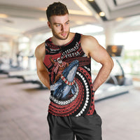 Tonga Christmas Men Tank Top Santa Riding Humpback Whale DT05 Red - Polynesian Pride