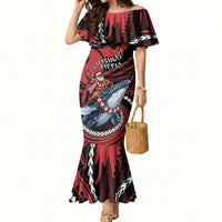 Tonga Christmas Mermaid Dress Santa Riding Humpback Whale DT05 Women Red - Polynesian Pride