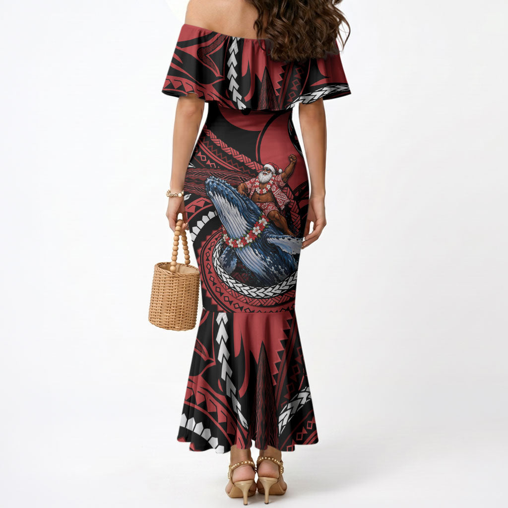 Tonga Christmas Mermaid Dress Santa Riding Humpback Whale DT05 - Polynesian Pride