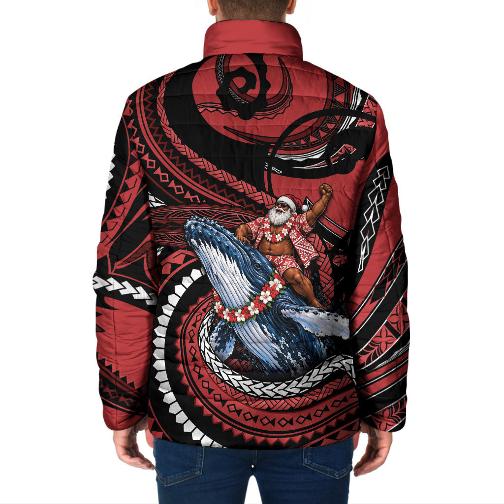 Tonga Christmas Padded Jacket Santa Riding Humpback Whale DT05 - Polynesian Pride