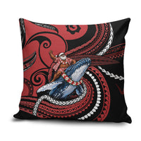 Tonga Christmas Pillow Cover Santa Riding Humpback Whale DT05 Red - Polynesian Pride