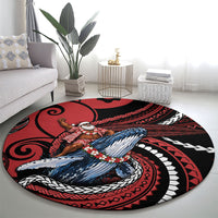 Tonga Christmas Round Carpet Santa Riding Humpback Whale DT05 - Polynesian Pride