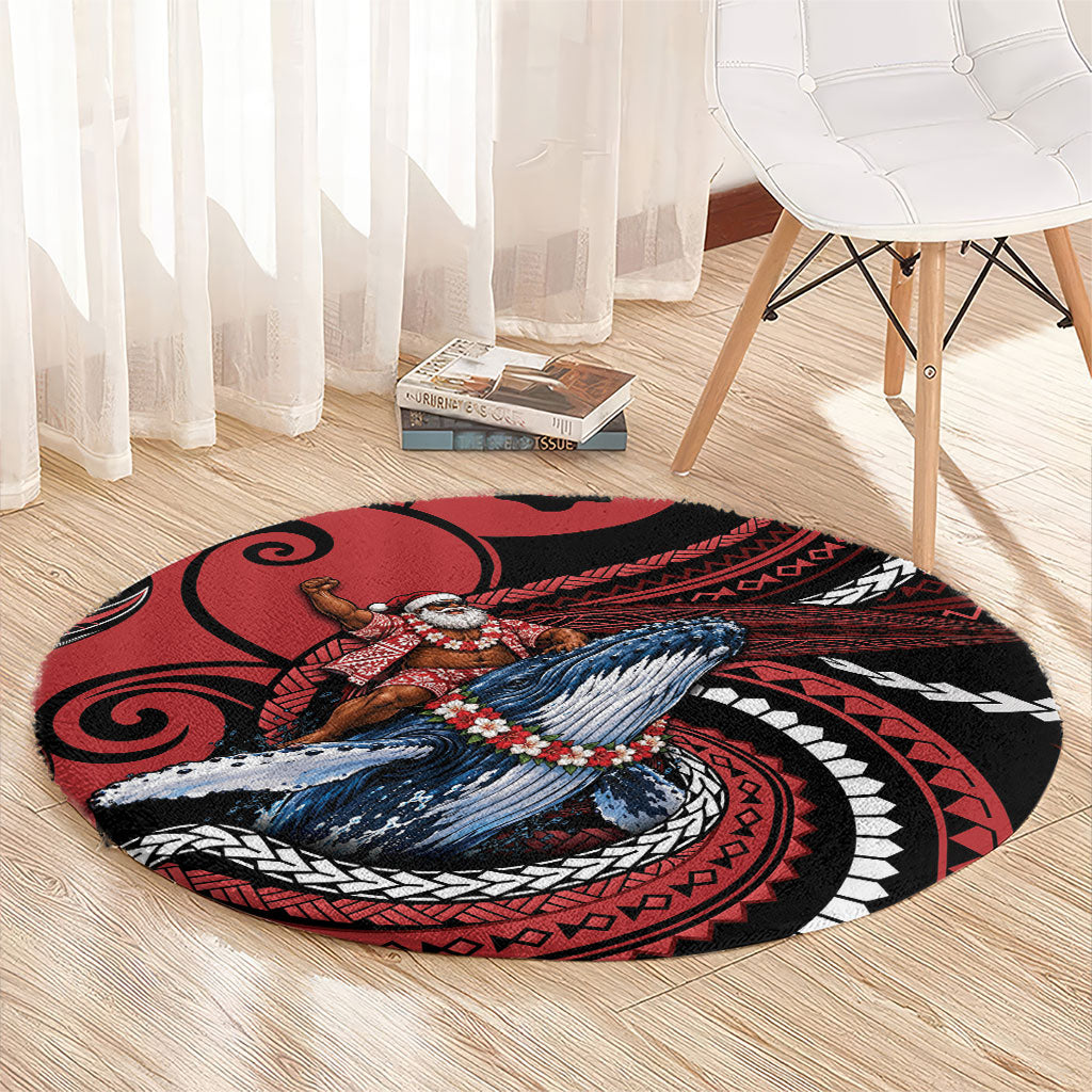 Tonga Christmas Round Carpet Santa Riding Humpback Whale DT05 - Polynesian Pride