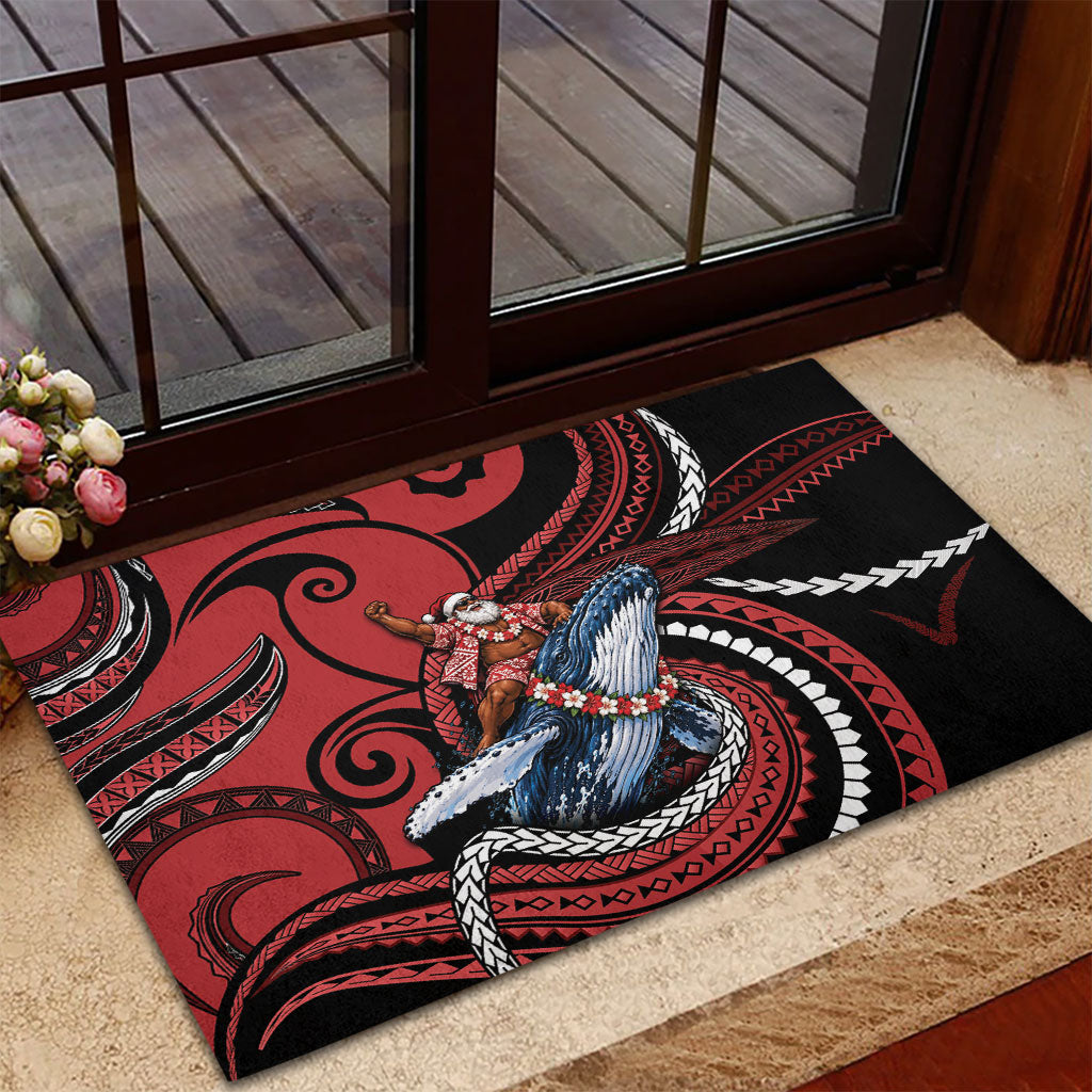 Tonga Christmas Rubber Doormat Santa Riding Humpback Whale DT05 - Polynesian Pride