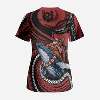 Tonga Christmas Scrub Top Santa Riding Humpback Whale DT05 - Polynesian Pride