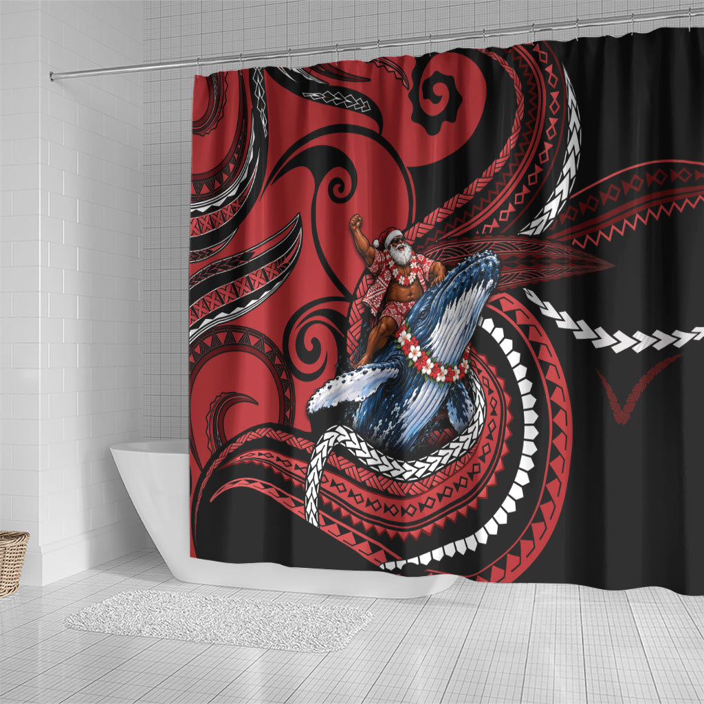 Tonga Christmas Shower Curtain Santa Riding Humpback Whale DT05 - Polynesian Pride