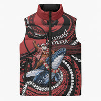 Tonga Christmas Sleeveless Puffer Jacket Santa Riding Humpback Whale DT05 Unisex Red - Polynesian Pride