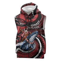 Tonga Christmas Sleeveless Zip Hoodie Santa Riding Humpback Whale DT05 Red - Polynesian Pride