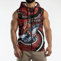 Tonga Christmas Sleeveless Zip Hoodie Santa Riding Humpback Whale DT05 - Polynesian Pride
