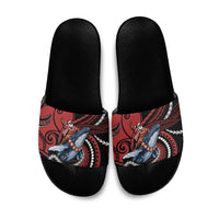 Tonga Christmas Slide Sandals Santa Riding Humpback Whale DT05 Red - Polynesian Pride