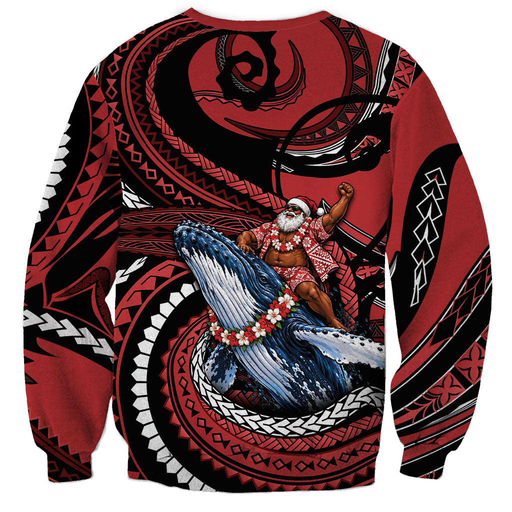 Tonga Christmas Sweatshirt Santa Riding Humpback Whale DT05 - Polynesian Pride