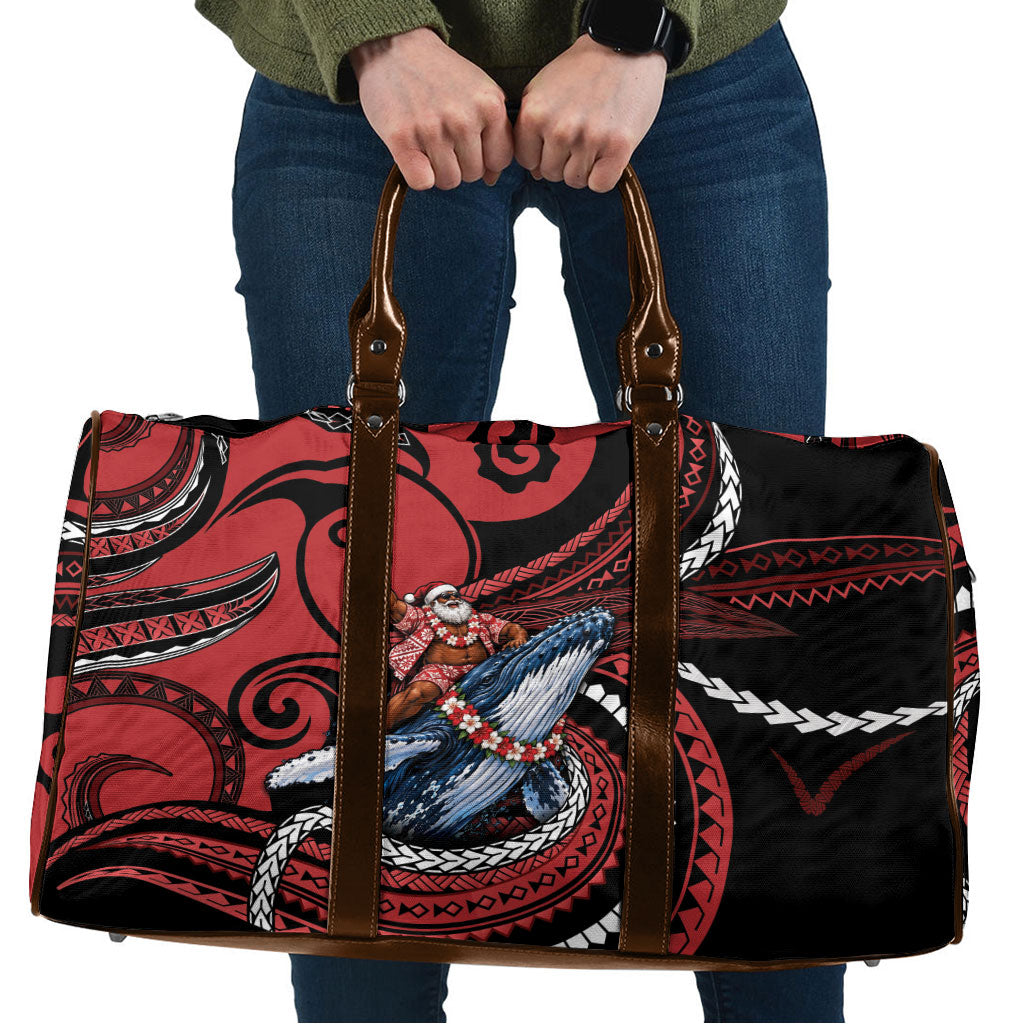 Tonga Christmas Travel Bag Santa Riding Humpback Whale DT05 Red - Polynesian Pride