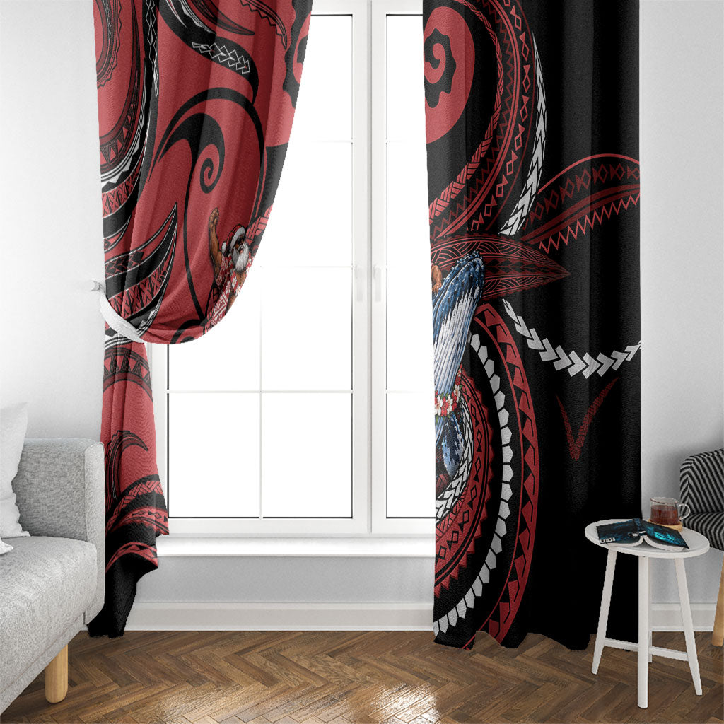 Tonga Christmas Window Curtain Santa Riding Humpback Whale DT05 - Polynesian Pride