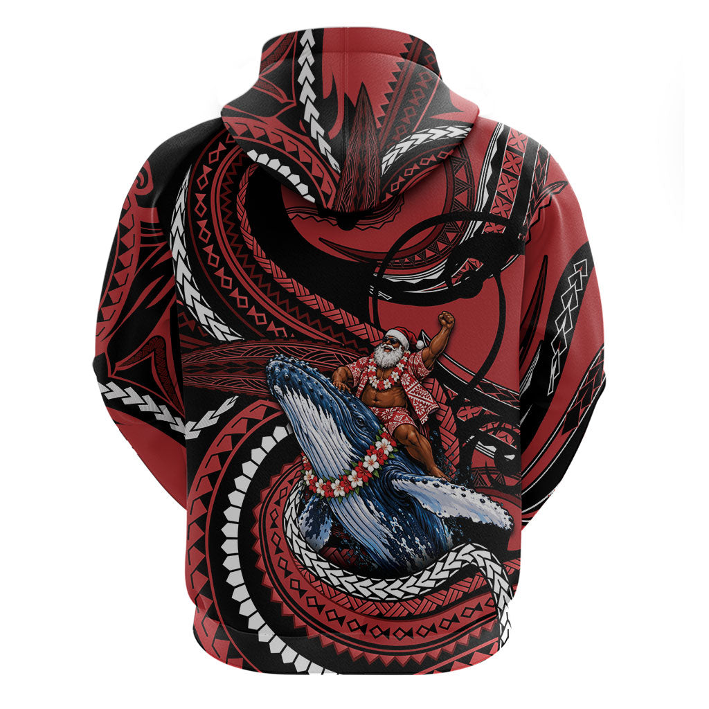 Tonga Christmas Zip Hoodie Santa Riding Humpback Whale DT05 - Polynesian Pride