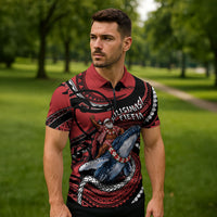 Tonga Christmas Zipper Polo Shirt Santa Riding Humpback Whale DT05 - Polynesian Pride