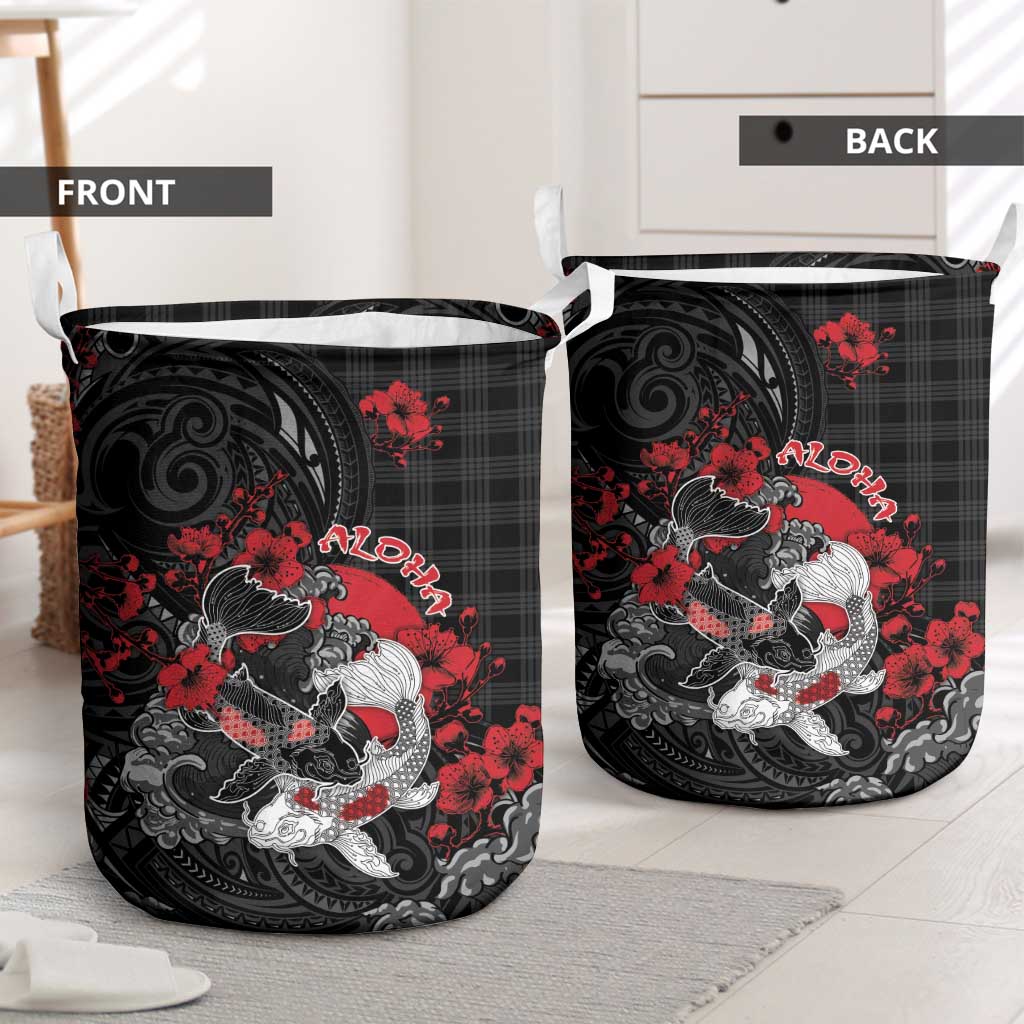 Hawaiian And Japanese Laundry Basket Aloha Koi Fish Palaka Patterns DT05 - Polynesian Pride