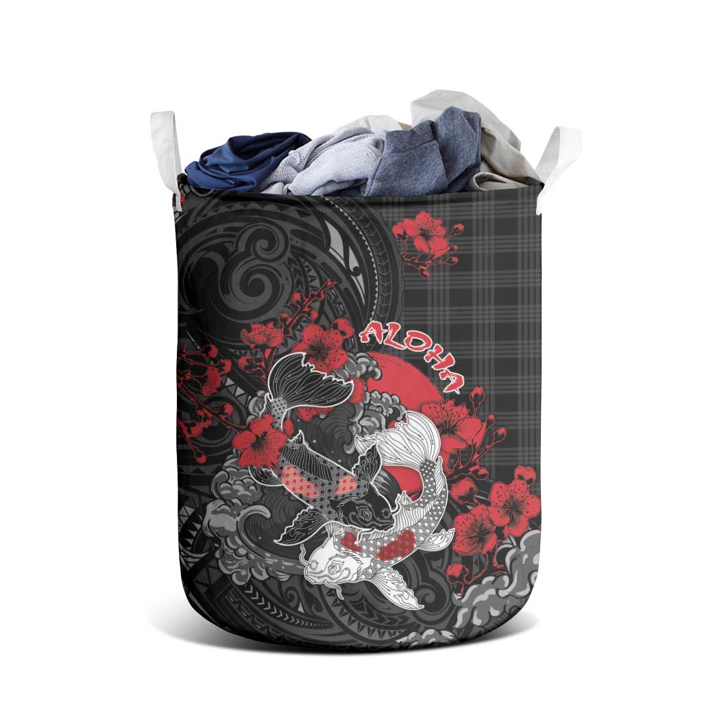 Hawaiian And Japanese Laundry Basket Aloha Koi Fish Palaka Patterns DT05 - Polynesian Pride