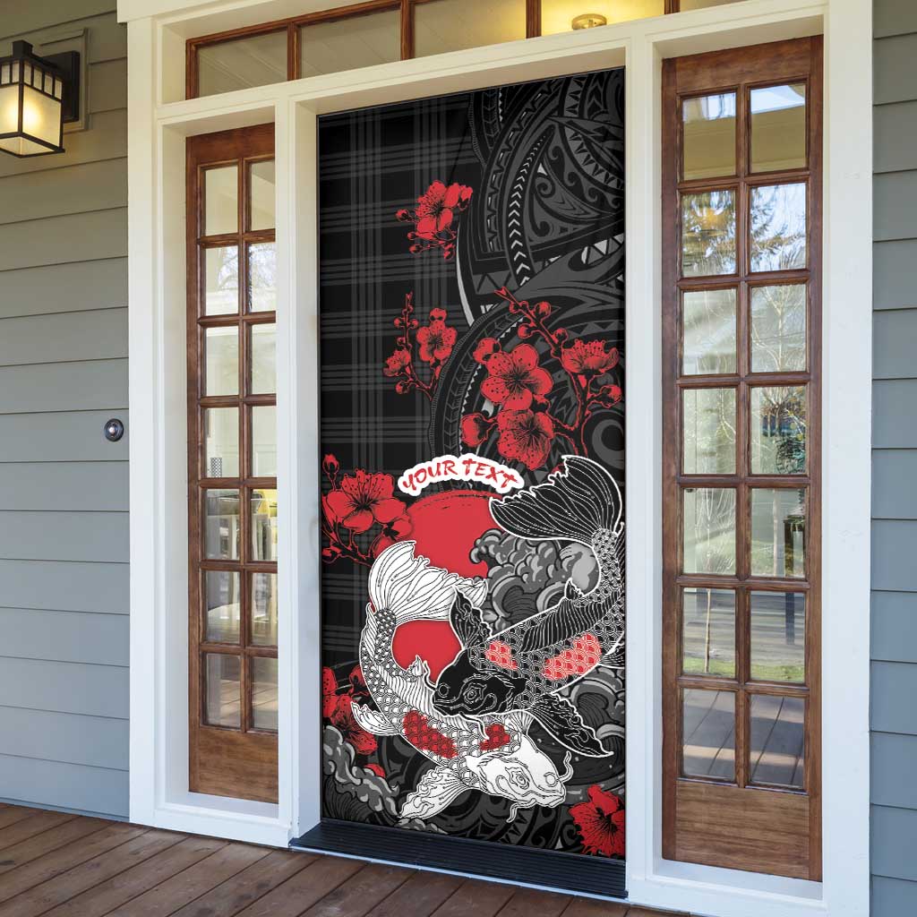 Personalised Hawaiian And Japanese Door Cover Aloha Koi Fish Palaka Patterns DT05 - Polynesian Pride