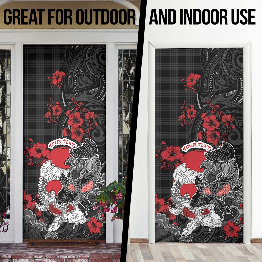 Personalised Hawaiian And Japanese Door Cover Aloha Koi Fish Palaka Patterns DT05 - Polynesian Pride