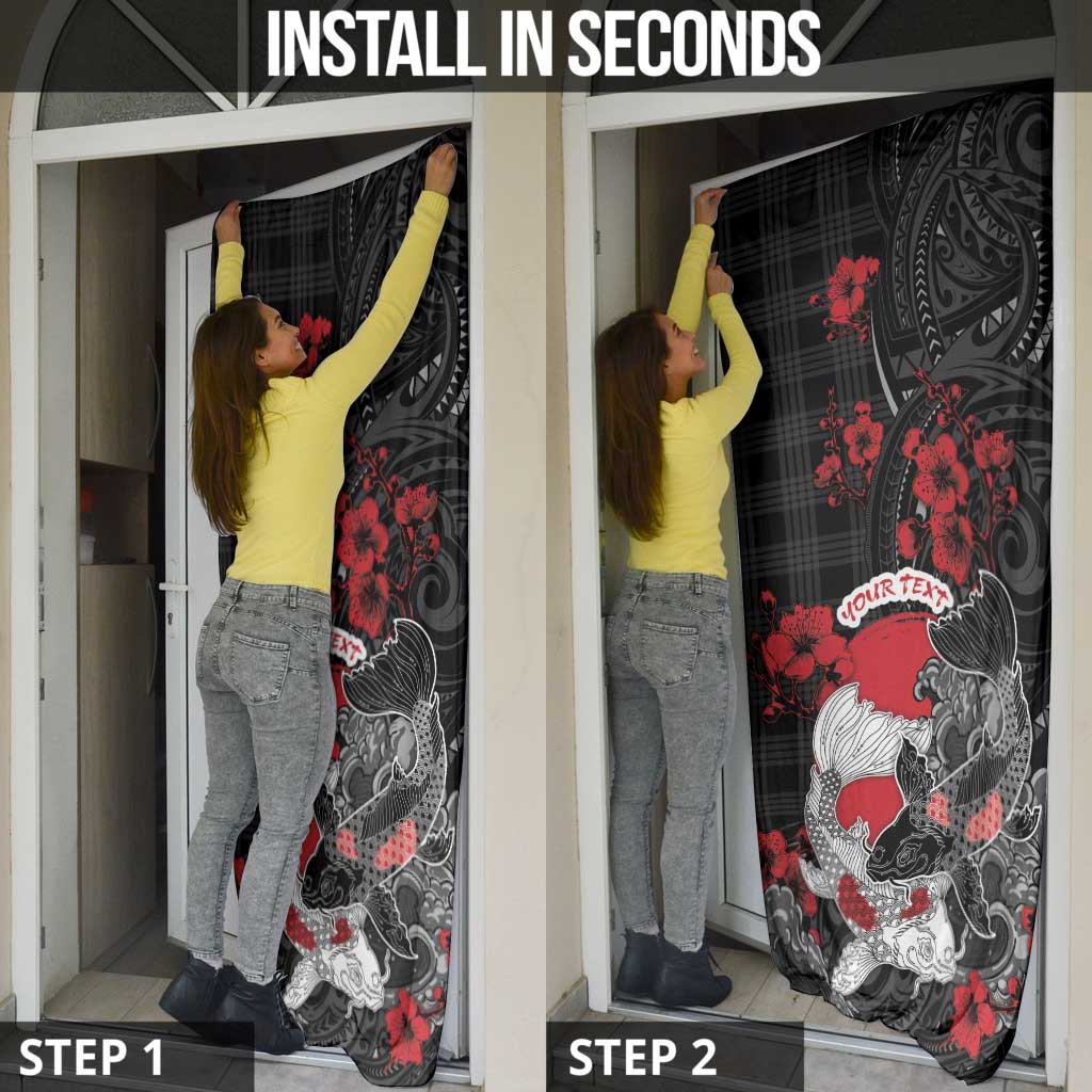 Personalised Hawaiian And Japanese Door Cover Aloha Koi Fish Palaka Patterns DT05 - Polynesian Pride