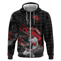 Personalised Hawaiian And Japanese Hoodie - Aloha Koi Fish Palaka Patterns DT05 Zip Hoodie Black - Polynesian Pride
