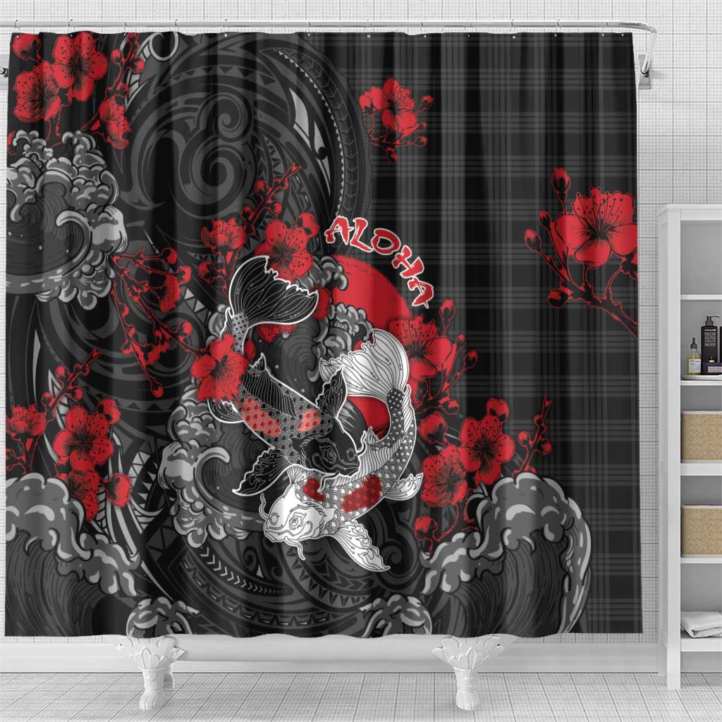 Hawaiian And Japanese Shower Curtain Aloha Koi Fish Palaka Patterns DT05 - Polynesian Pride