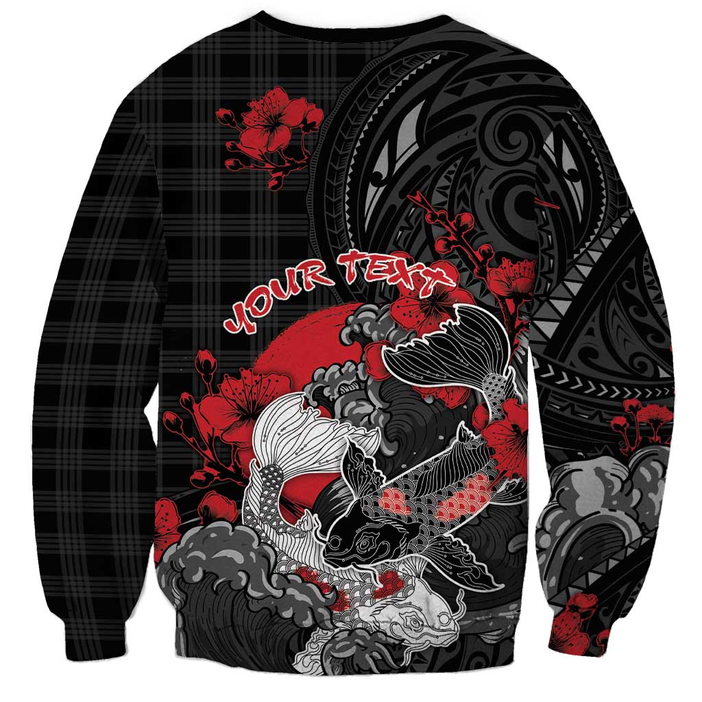 Personalised Hawaiian And Japanese Sweatshirt Aloha Koi Fish Palaka Patterns DT05 - Polynesian Pride