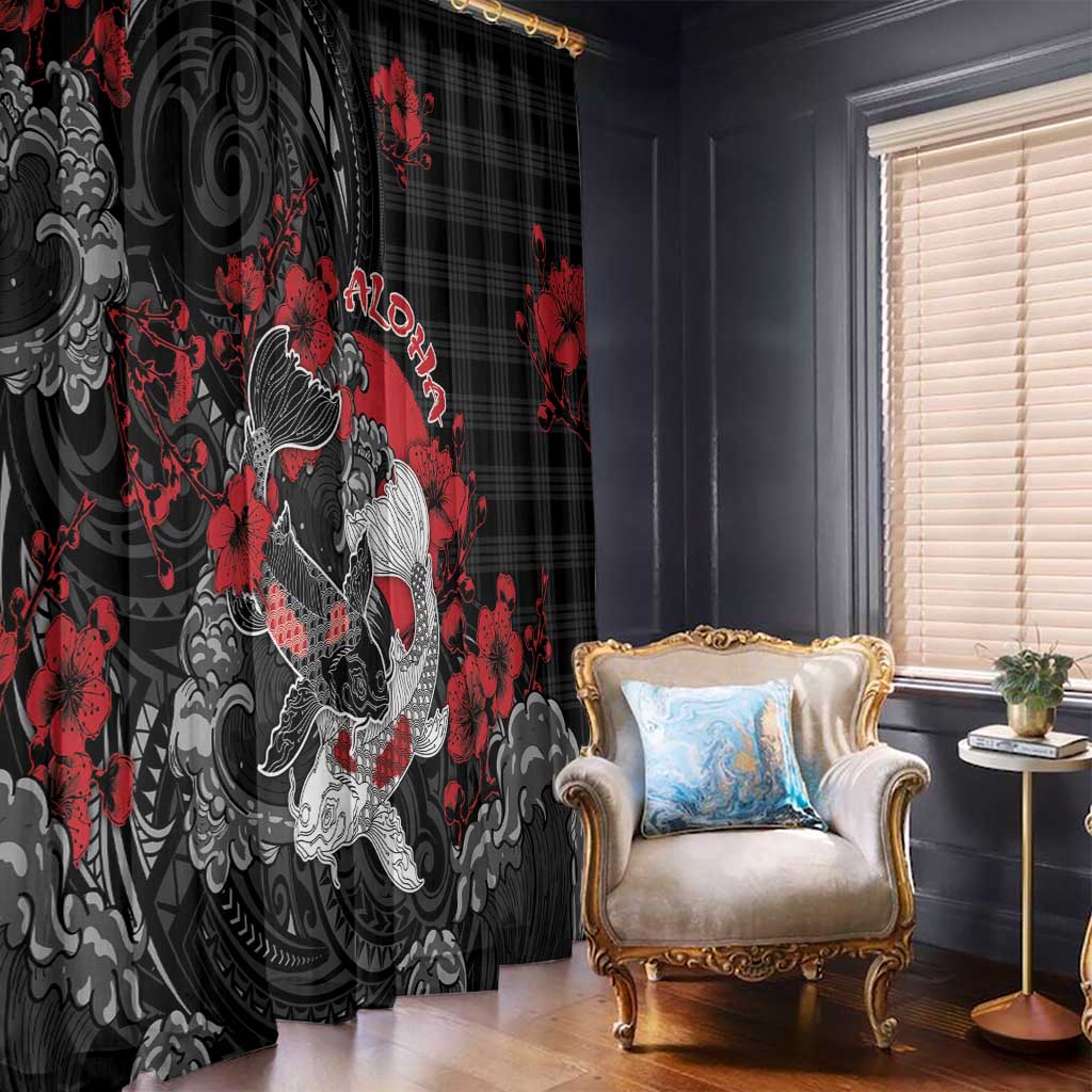 Hawaiian And Japanese Window Curtain Aloha Koi Fish Palaka Patterns DT05 - Polynesian Pride