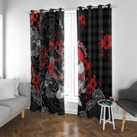 Hawaiian And Japanese Window Curtain Aloha Koi Fish Palaka Patterns DT05 With Grommets Black - Polynesian Pride
