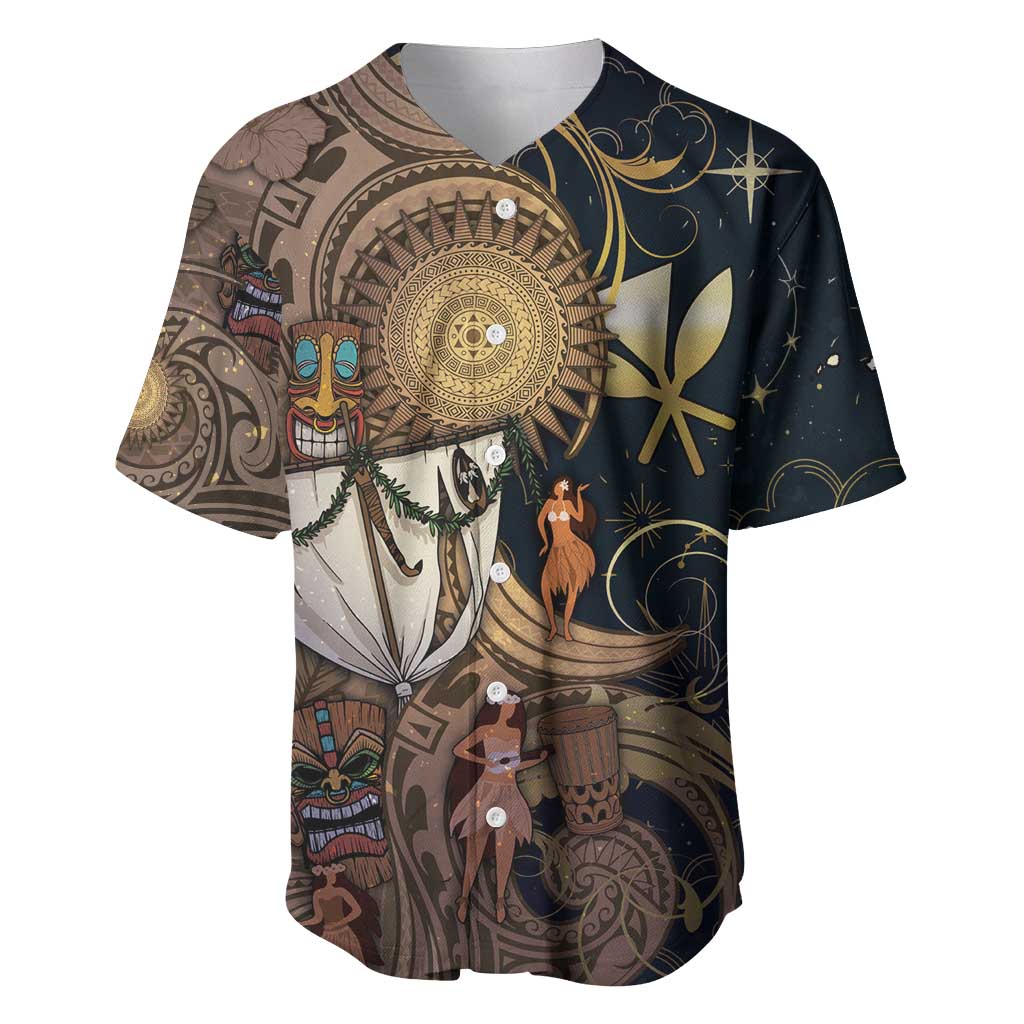 Hawaii Makahiki Baseball Jersey Polynesian Sky And Earth DT05 Gold - Polynesian Pride
