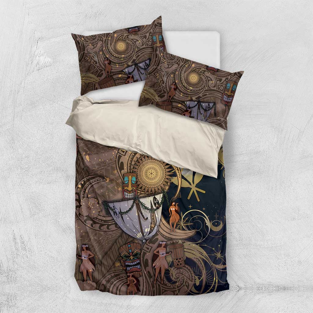 Hawaii Makahiki Bedding Set Polynesian Sky And Earth DT05 US Twin 172cm x 218cm Gold - Polynesian Pride