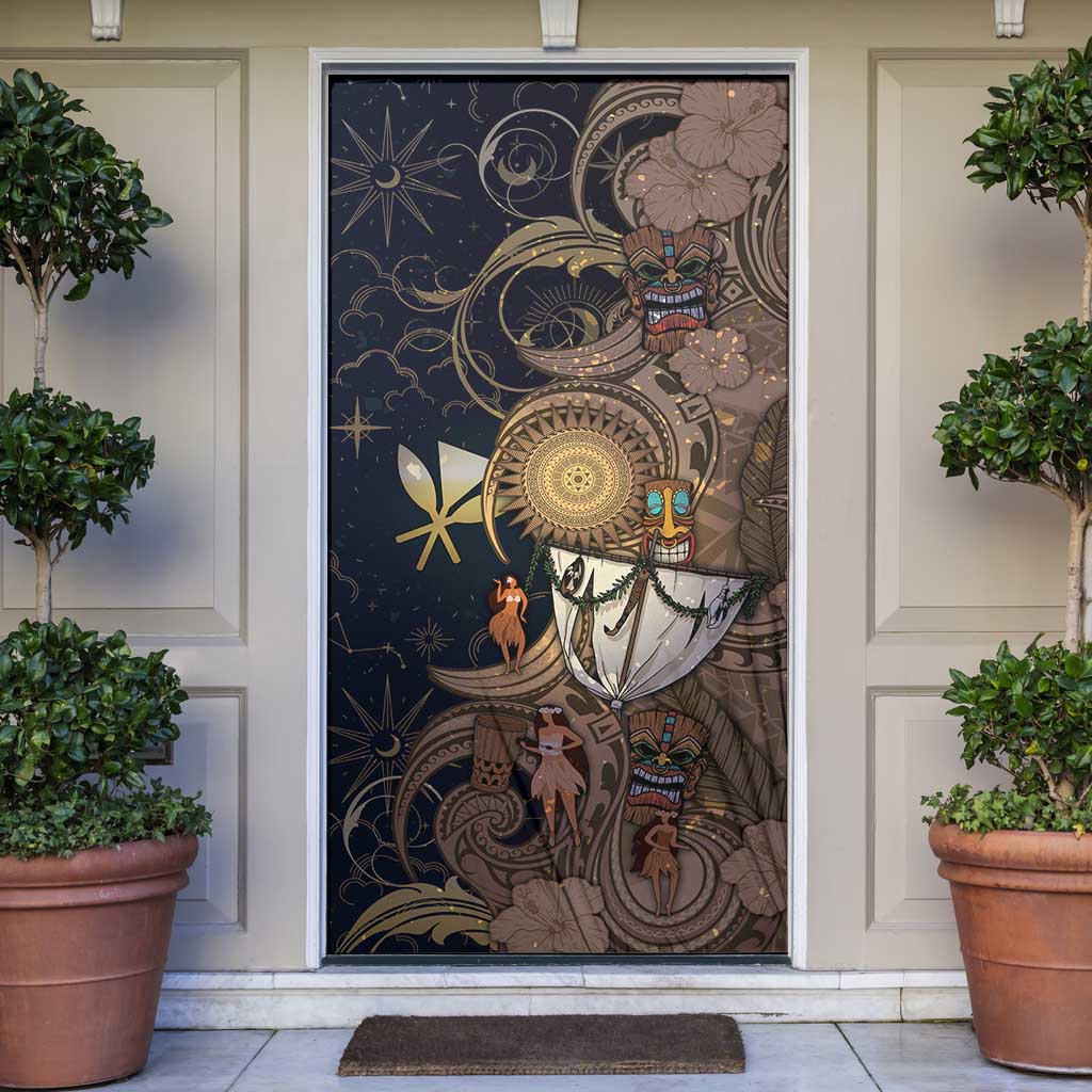 Hawaii Makahiki Door Cover Polynesian Sky And Earth DT05 Gold - Polynesian Pride