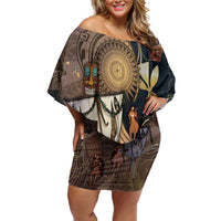 Hawaii Makahiki Off Shoulder Short Dress Polynesian Sky And Earth DT05 Women Gold - Polynesian Pride