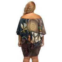 Hawaii Makahiki Off Shoulder Short Dress Polynesian Sky And Earth DT05 - Polynesian Pride