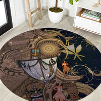 Hawaii Makahiki Round Carpet Polynesian Sky And Earth DT05 Gold - Polynesian Pride